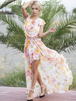 Плаття довге літнє жіноче Piju Avior One Size Рожевий/Жовтий (5904083570533)