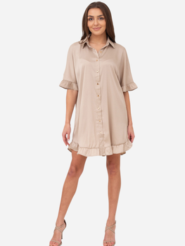 Плаття-сорочка коротке літнє жіноче Ax Paris DA1774 M Бежевое (5063259061791)