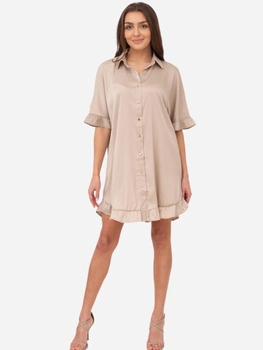 Плаття-сорочка коротке літнє жіноче Ax Paris DA1774 XL Бежевое (5063259061814)