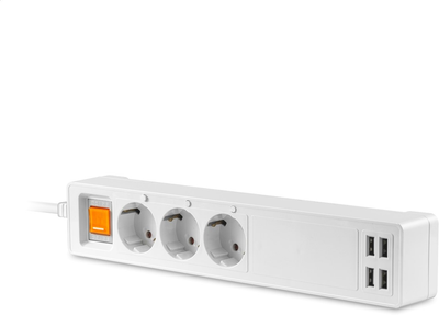 Мережевий фільтр Platinet Smart Power 4 розетки USB Type-A 1.8 м White (PSHS16AW)