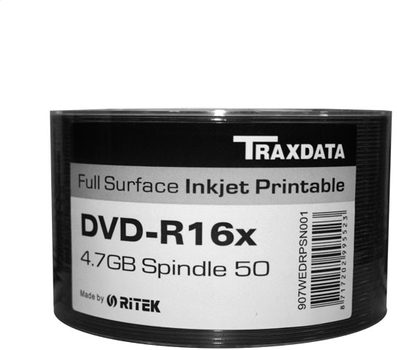 Диски Traxdata Ritek DVD-R 4.7GB 16X Printable Spindle Pack 50 шт (TRDPW50-)