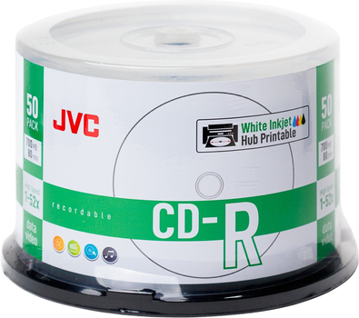 Dyski JVC CD-R 700MB 52X Inkjet White Printable Cake 50 szt (JVC50CP)