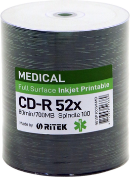 Диски Traxdata CD-R 700MB 52X Medical White Inkjet Printable Spindle Pack 100 шт (TRCMS100)