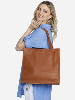 Torebka shopper damska duża skórzana Kalite Look Minima 518 Brązowa (5903999314439)