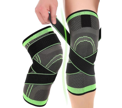 Эластичный бандаж наколенник Knee Support фиксатор коленного сустава для облегчения боли зеленый ортез 0042