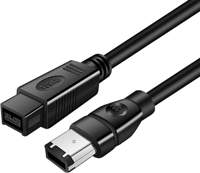 Кабель відео-сигнальний Lucom FireWire 9p-6p M/M 2.0m AWG24+28 D=6.0mm 400Mbps чорний(62.09.8419)