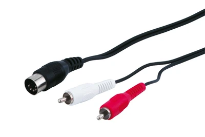 Кабель аудіо-адаптер Goobay DIN 5pin-RCAx2 M/M 1.5m 5pin Nickel чорний(75.05.0014)