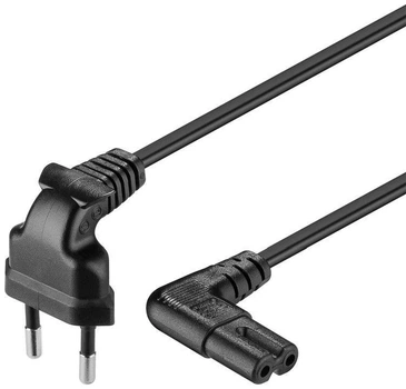 Кабель живлення пристроїв Goobay IEC(EuroPlug)-(C7)Euro8 M/M 0.75m 90°вниз/90°вбік 2x0.75mm чорний(75.09.7344)
