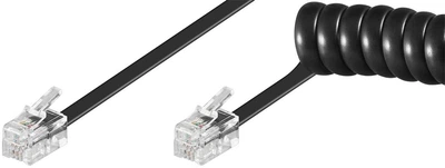 Кабель телефонний Goobay RJ10 M/M 2.0m 4P4C спіраль для трубки чорний(75.05.0270)