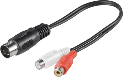 Кабель аудіо-адаптер Goobay DIN 5pin-RCAx2 M/F 0.2m 5pin Left/Right AWG29 Y-form чорний(75.05.0002)