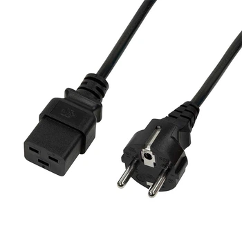 Кабель живлення пристроїв Gutbay IEC(Schuko)-(C19) M/F 3.0m 180°/180° 3x1.5mm D=8.0mm Cu чорний(78.01.2966)