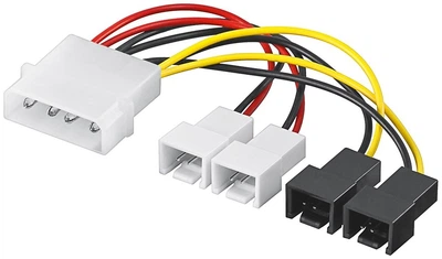 Кабель живлення внутрішній Goobay MoleX-FanPower 3p M/M x4 (2x5V+2x12V) 0.15m D=8x2.0mm(75.09.3632)