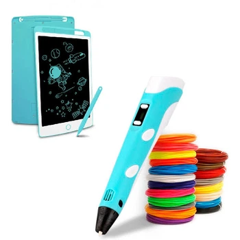 Набір для творчості 3Д ручка 3D Pen-6 з LCD дисплеєм + графічний планшет + трафарети + 100 м пластику в комплекті, синя