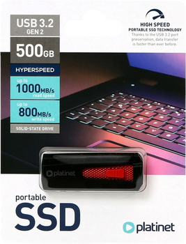 SSD диск Platinet Portable 500GB 2.5" USB Type-A 3D NAND TLC Black (PMFSSD500)