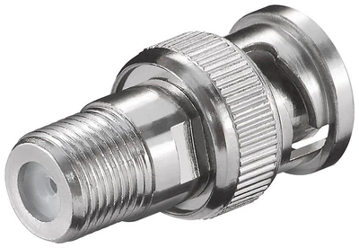 Перехідник антенний Goobay BNC/75ohm-RF:F M/F адаптер прямий HD-SDI Zinc срібний(75.01.1850)