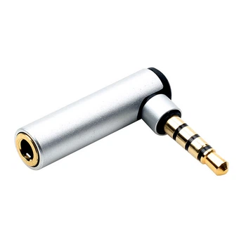 Перехідник аудіо Lucom Jack 3.5mm 4pin M/F адаптер кутовий 90° AUX Gold срібний(62.09.8291)