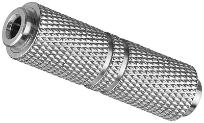 Перехідник аудіо Lucom Jack 3.5mm 3pin F/F адаптер стерео D=9.6mm AUX Zinc металік(25.02.5024)