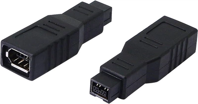 Перехідник відео Lucom FireWire 9p-6p M/F адаптер прямий чорний(62.09.8420)