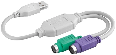 Перехідник клавіатури-мишки Goobay USB2.0 A-PS2 M/F x2 0.15m сірий(75.09.5431)