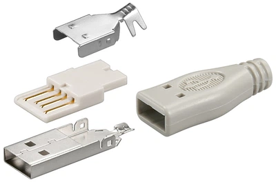 Роз'єм Goobay USB2.0 A-конектор /M (набір для монтажу) під пайку сірий(75.01.2025)