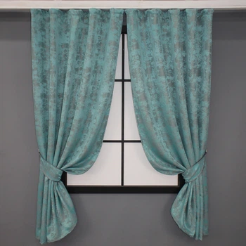 Комплект штор коротких VR-Textil Жаккард Sultan YL № 1292ш Бирюзовый 130х170 см 2 шт (35-0074)