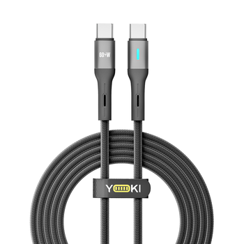 Кабель для зарядки и обмена данными USB YOKI YK-LE17 LED Series Type-C to Type-C 60W (3A/20V) 2m Black