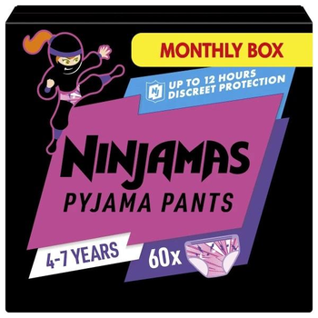 Pieluchy - majtki Pampers Ninjamas Pyjama Girl 4-7 lat (17-30 kg) 60 szt (8006540630488)