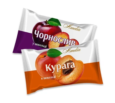 Цукерки Асорті Amelia "Чорнослив і Курага у шоколаді" 0.7 кг
