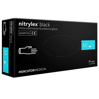 Нітрилові рукавички Nitrylex Black чорні L 50 пар