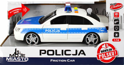 Samochód policyjny Mega Creative Moje miasto ze światłem i dźwiękiem Niebiesko-biały (5902643610460)