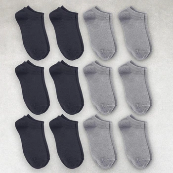 Набір шкарпеток жіночих коротких "Light Grey&Dark Grey" зі зручною резинкою бавовна преміум сегмент розмір 39-42 12 пар в упаковці 21006ds 54.6/49.6