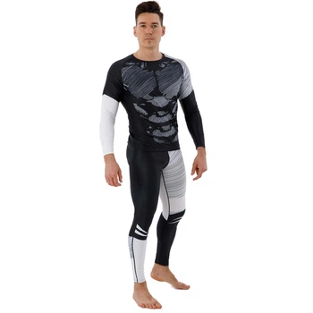 Мужской спортивный комплект рашгард + тайтсы Domino 210-2 размер XL (175-180см) Black-White