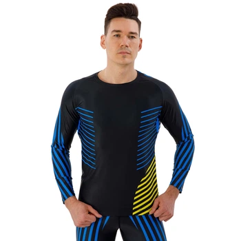 Рашгард мужской с длинным рукавом Domino 210-5 размер M (165-170см) Black-Blue-Yellow