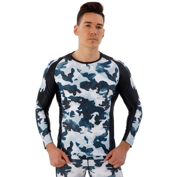 Рашгард чоловічий з довгим рукавом Domino 210-1 розмір S (160-165см) Grey Camouflage-Black