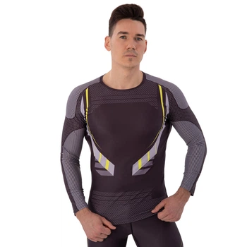 Рашгард мужской с длинным рукавом Domino 210-17 размер L (170-175см) Black-Light Grey-Yellow