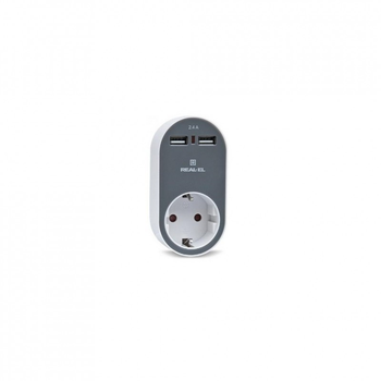 Зарядний пристрій REAL-EL USB-пристроїв + розетка (CS-20) (198239)