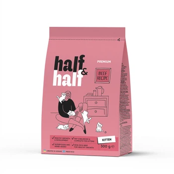 Сухий корм для кошенят HalfHalf з яловичиною 300 г