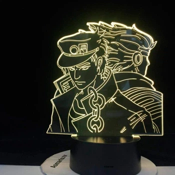 Настільний світильник-нічник ДжоДжо 2 JoJo - JoJo's Bizarre Adventure настільна 3D Лампа 16 Кольорів (USB 8084)