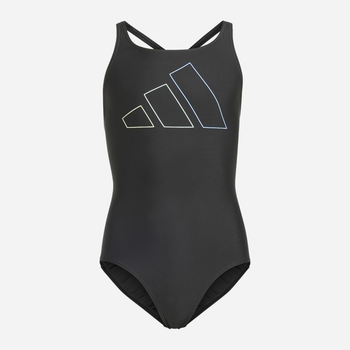 Strój kąpielowy jednoczęściowy młodzieżowy dla dziewczynki Adidas Big Bars Suit G IL7276 152 Czarny (4067887687348)