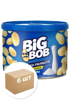 Арахіс смажений солоний у банку 120 г ТМ "BIG BOB" упаковка 6 шт (94185)