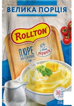 Пюре картофельное (со вкусом сливок) саше ТМ "Rollton" 60г (105150)