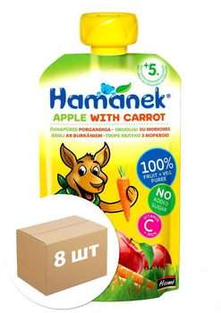 Пюре фруктово-овочеве яблуко з морквою Hamanek, 120г уп 8 шт (88165)