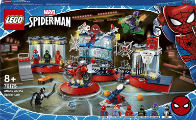 Zestaw konstrukcyjny LEGO Super Heroes Marvel Atak na legowisko Spideya 466 elementów (76175)