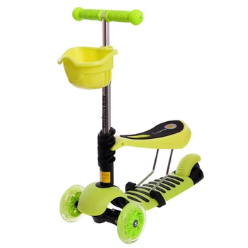 Самокат с наклоном руля Micro Mini с сиденьем 3 в 1 SP- Салатовый (3-х цв, PU свет, h-65-73см) (C-0332_Салатовый)