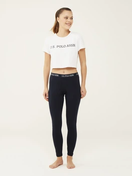 Пижамные леггинсы женские хлопковые U.S. Polo Assn 16605 L Темно-синие (8680557328554)