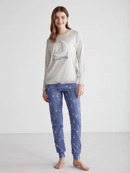 Пижама (лонгслив + штаны) женская хлопковая U.S. Polo Assn 16972 XL Меланж/Голубой (8680557415551)