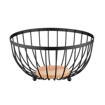 Кошик ARDESTO Midori 25х25х13см, металл, дерево, чорний (AR0904B)