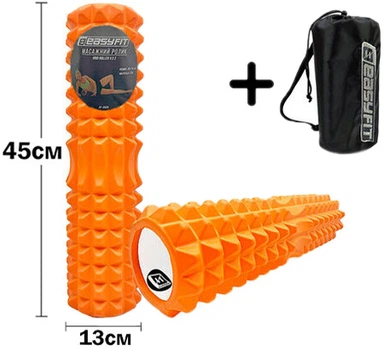 Массажный ролик-валик для МФР и йоги EasyFit Grid Roller 45 см v.2.2 роллер-массажер для спины, ног, рук и шеи в чехле EF-2028s-OR Оранжевый (56003265)