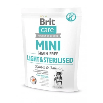 Сухой корм Brit Care Mini GF Light & Sterilised для взрослых собак мелких пород с лишним или стерилизованным весом, с кроликом и лососем 0,4 кг (170786)