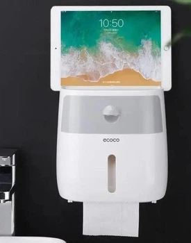 Держатель туалетной бумаги и салфеток Ecoco С22 ящиком и держателем для телефона